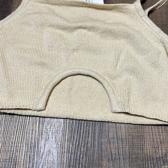 Joos Tricot Womens half-moon crop camisole Linen Sandstone Lg Summer knit casual - Picture 4 of 9